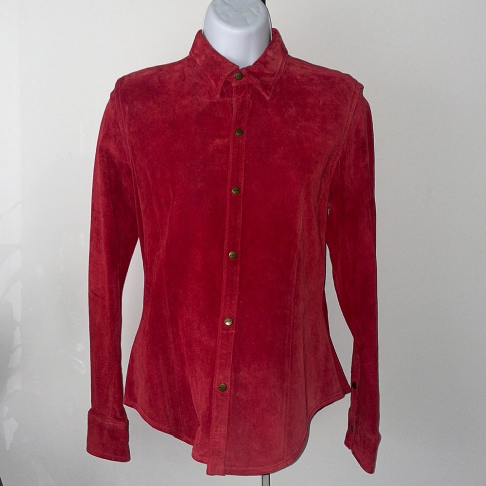 Ralph Lauren vintage red leather long sleeve shirt small